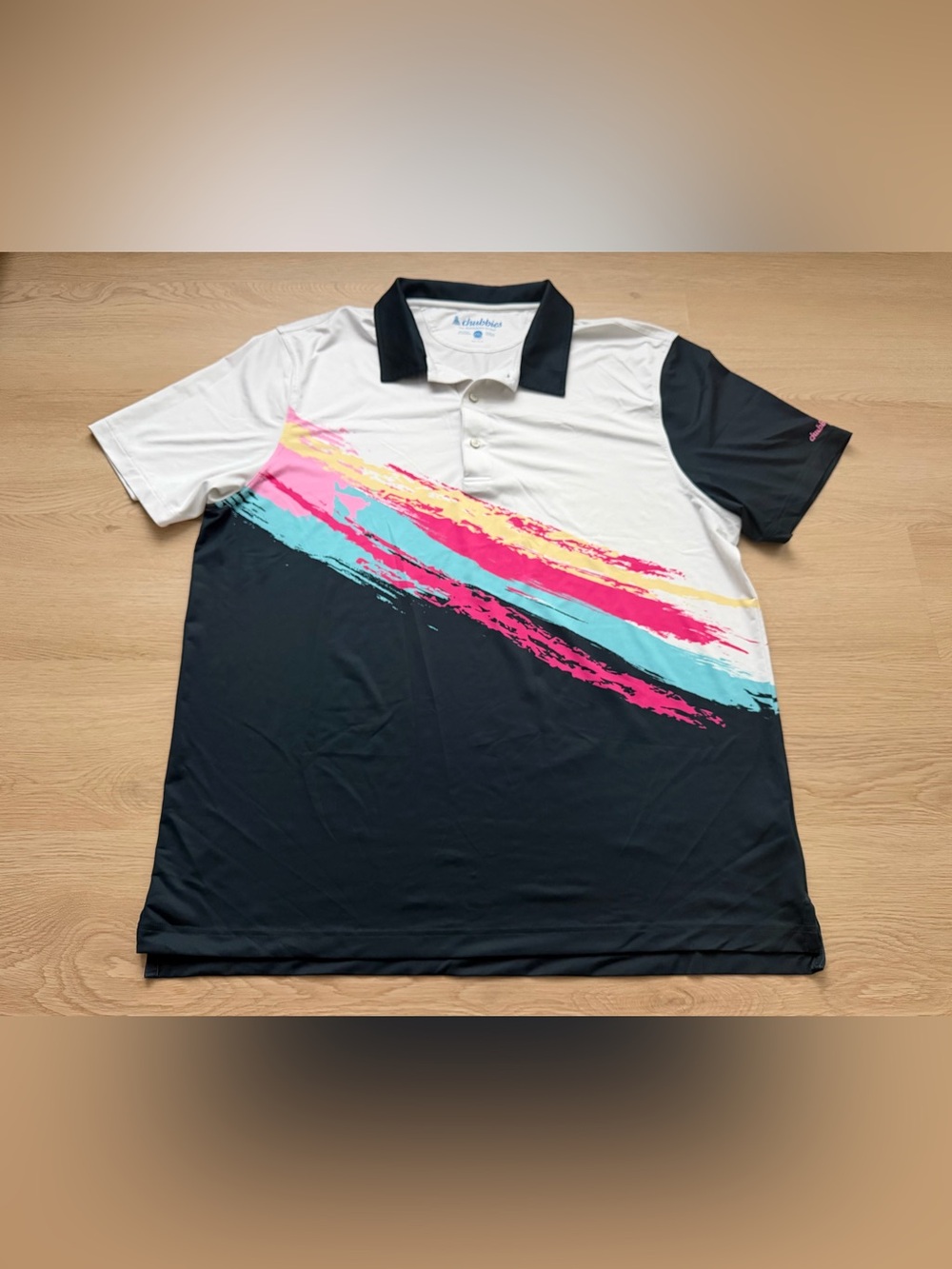Chubbies Performance Polo Shirt The Tennis Champ Multi Color Men's Size XXL